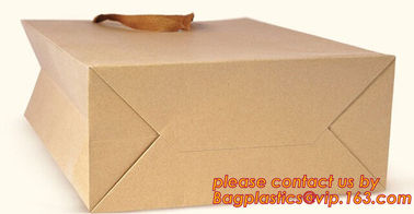 Print your own logo,fabric handles,side gusset,Custom size bottom brown grease proof burger bread paper bag, bagplastics