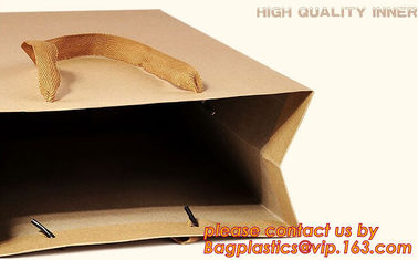 Print your own logo,fabric handles,side gusset,Custom size bottom brown grease proof burger bread paper bag, bagplastics