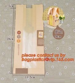 China supplier promotional custom coated bread/sandwich paper kraft bag with clear window,brown kraft paper bakery bread