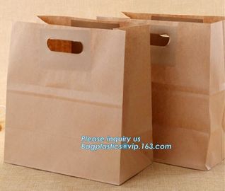 Durable Flat Bottom Bread Paper Bag Brown Kraft Paper Bag Bread Packaging Bag,cookies pouches / beautiful snack food pac