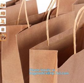 Custom brown bakery food grade packaging bread kraft paper bag with handles,Bread Packaging Paper Bags for Wholesale pak