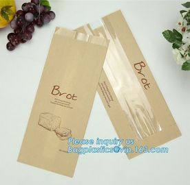 China factory custom printed paper bread bags,Food grade custom made kraft paper stick bread bags with window, limited