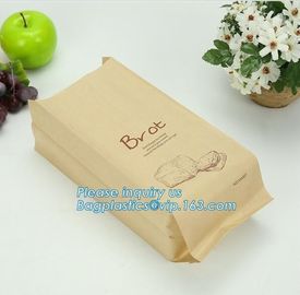 China factory custom printed paper bread bags,Food grade custom made kraft paper stick bread bags with window, limited