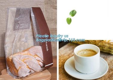 Recyclable sandwich bread food packaging brown paper bag custom kraft pastry paper bag，kraft paper bread bag with window