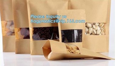 zipper. Zip lockk, Custom printed paper bread bags use for food packaging,Open Top Kraft Paper Laminated Foil Lined Flat B