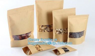 zipper. Zip lockk, Custom printed paper bread bags use for food packaging,Open Top Kraft Paper Laminated Foil Lined Flat B