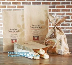 Beautiful printing Food grade package bread takeout Brown Kraft Paper Bag for bakery retail,Best quality food grade cust