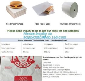 Food paper wraps, food paper bags,pe coated paper rolls, sandwich paper,hot dog paper,french fired paper,lunch wrap,deli