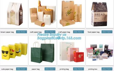 Eco-friendly high quality recycled custom logo printed brown dessert food craft bread paper lunch bags wholesale, bageas