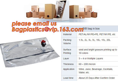 3l 5l 10l bag in box packaging wine bag with vitop tap,5L/10L/20L transparent/VMPET wine bag in a box/bag in box/liquid