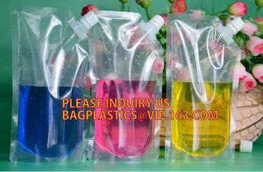 Reusable Stand Up Plastic Custom Liquid Fruit Juice Drink Packaging Spout Pouch Bag / Juice Doypack With Spout Cap PACKA