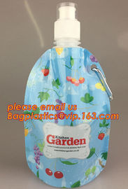 portable foldable water bottle / folding water bag,BPA Free Stand Up Spout Portable Foldable Water Bottle/Bag With Carab