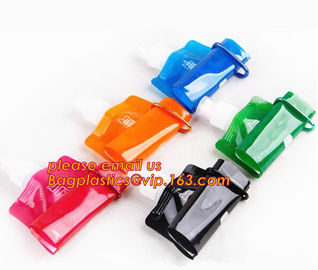 portable foldable water bottle / folding water bag,BPA Free Stand Up Spout Portable Foldable Water Bottle/Bag With Carab