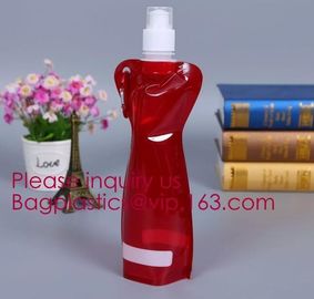 Environmental Cartoon Foldable Water Bottle Bag,BPA Free Plastic Custom Logo Printed Bottle Foldable Drinking Collapsibl