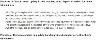 bag in box handbag wine dispenser home winemakers,accmor wine bottle bag flask/750ml flexible foldable wine bottles pack