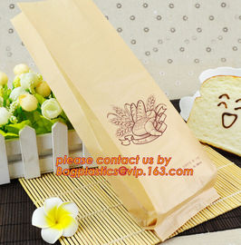 OEM High Quality Enviromental Clear Window Bread Toast Paper Bags, Brown Kraft Sharp Bottom Food Safe Snack Paper Bags