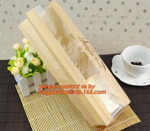 OEM High Quality Enviromental Clear Window Bread Toast Paper Bags, Brown Kraft Sharp Bottom Food Safe Snack Paper Bags