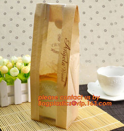 OEM High Quality Enviromental Clear Window Bread Toast Paper Bags, Brown Kraft Sharp Bottom Food Safe Snack Paper Bags