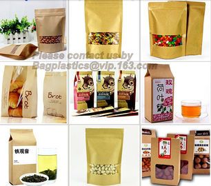 custom resealable recyclable kraft paper square bottom zipper bag, standup Zipper seal Kraft Paper Coffee Bag with Side