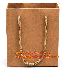 Recycle eco friendly Brown flat bottom shopping kraft paper bag With Paper Handle, Recyclable luxury style printed gift