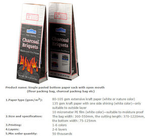 Custom Label Printing Charcoal packaging Paper Bags, charcoal bags, pp/kraft paper bags for charcoal bags