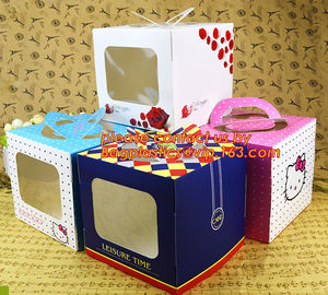 Disposable paper cardboard birthday cake boxes, Food packaging white cardboard paper bakery cake box with good quality