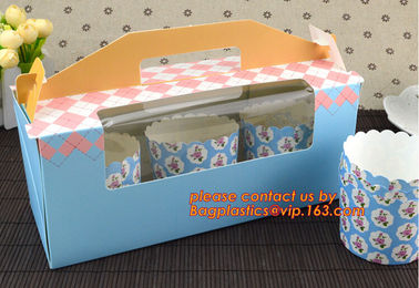 Custom artpaper handle cake box with PVC window, Sweet cake box with handle, cake box with window