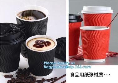 Custom Disposable Striped Paper Cup Ripple Wall Paper Coffee Cups,Printed Disposable Coffee Paper Cup with Lid PACKAGE