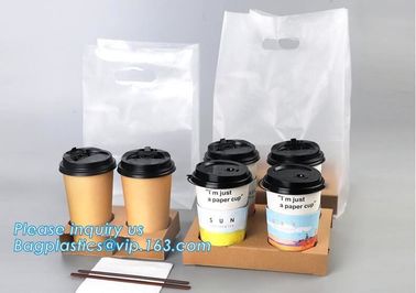 Disposable cup carrier bag, carry bag, cup handle bag, handy bag, die cut bag, handle carry bag, grocery bag, bakery pac