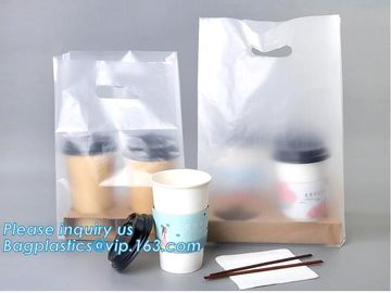 Disposable cup carrier bag, carry bag, cup handle bag, handy bag, die cut bag, handle carry bag, grocery bag, bakery pac