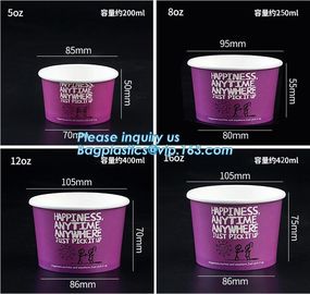 A series of custom logo printed double PE coated icecream paper cup with lid from Wuhan manufacturer bagplastics bagease