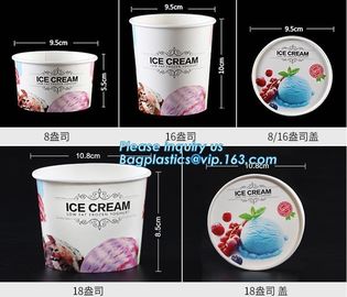 OEM Print logo food grade cheap disposable icecream cup with lids,flexo printing take away ice cream paper cup with dome