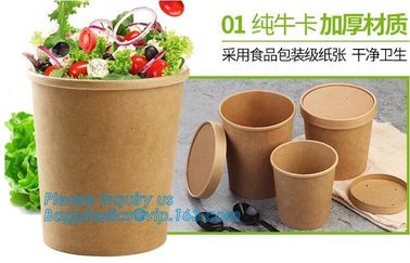 Custom printed disposable hot soup bowls, kraft paper soup cup,16oz Custom logo printed disposable kraft paper soup cup