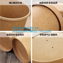 Eco Friendly Disposable takeaway food container Kraft Paper noodle bowls Hot Soup Cup With Paper Flat Lid bagease packag