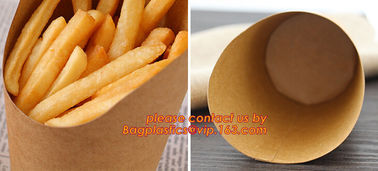 Wholesale Healthy Eco-friendly Cone shape french fries packaging box Food grade lamination craft paper Chicken popcorn b