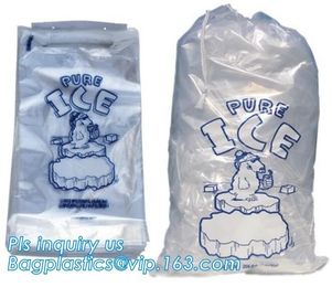 LDPE ice bag on roll, eco-friendly Wicket ice bags, HDPE/LDPE ice packing freezer bags on roll, summer cooler ldpe plast