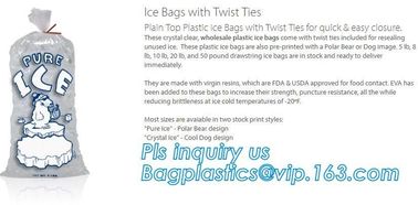 BIO-DEGRADABLE, Commercial Ice Bags, Poly Ice Bags, Metallocene Bags, Plastic Twist Tie Ice Bags, Customized Retail Ice