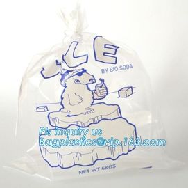 ECO FRIENDLY ICE PACK BAGS, ECO GREEN PACKAGING, BIO ICE BAG, disposable drawstring top crystal clear ice plastic bag,