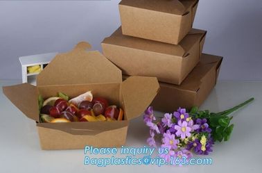 Brown Kraft Paper Takeout Lunch Containers Box,Eco friendly food grade disposable kraft paper lunch box bagease package