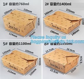 High Quality Custom PE Coated Disposable Kraft Paper Lunch Box,Rectangle Folding Take Away Boxes/Lunch Box/Kraft Paper F