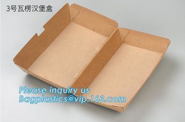 Eco Friendly Kraft Paper Takeaway Box Custom Food Packaging with Handle,Food Grade Paper Packing Burger Box, bagease pac