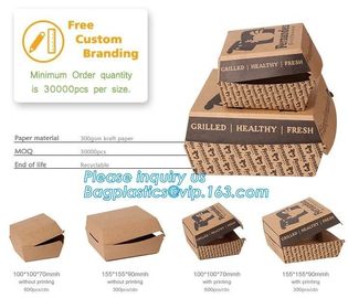 Take out Food Packing food containers Biodegradable Lunch Box Disposable Kraft Paper Box,brown kraft paper food box / Wh