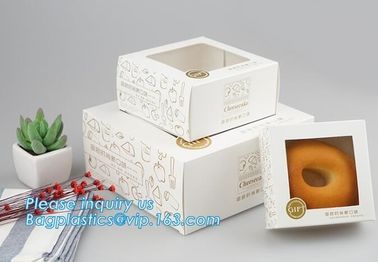 Kraft paper clear window biscuit / cookie / cake box,custom made fancy Luxury cardboard Coated paper cake box wholesale