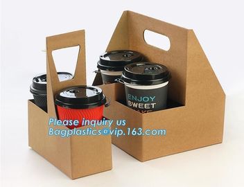 Eco Friendly Disposable Kraft Paper Take Out 2 Pack Coffee Cup Drink Carriers 2 Pack Paper Cup Holders bagease package