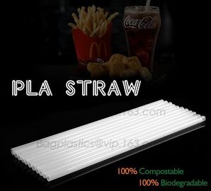 Corn starch 100% biodegradable PLA drinking straw, PLA straw for cold drink plastic cup, 100% compostable flexible straw