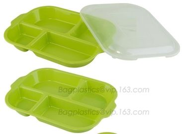 biodegradable plastic melamine fast food 5 compartment divided lunch, hospital food plate, custom disposable food storag