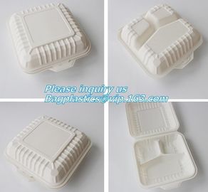 100% Biodegradable sugarcane pulp Lunch disposable Box bagasse food container disposable clamshell lunch box bagease pac