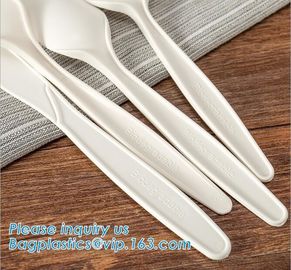 wholesale Biodegradable cPLA plastic white cutlery set,Eco-friendly Disposable Biodegradable Corn Starch Spork-Fork Spoo