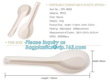 6 inch Tea/Soup/ice cream/tasting spoons Eco-friendly tableware corn starch spoons Disposable yogurt spoons bagease pack