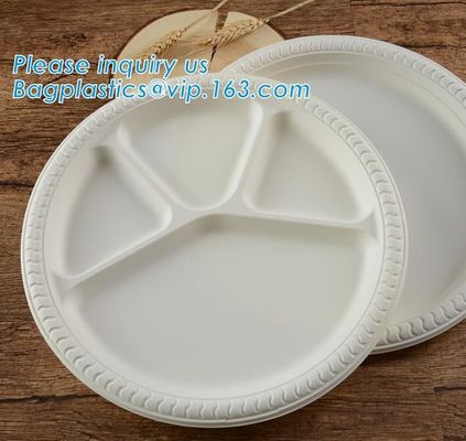 Eco-Friendly biodegradable compostable sugarcane bagasse 7inch food plate,disposable bagasse sugarcane plate 9inch pack